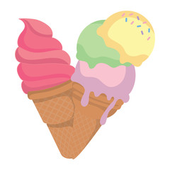 Ice cream cones icon over white background, colorful design. vector illustration