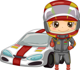 Kid Boy Sport Car Race Illustration