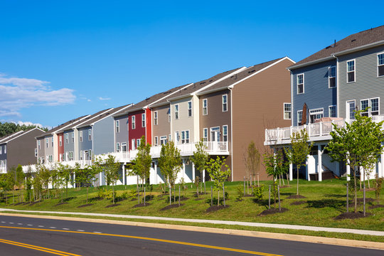 Rear View of a Row of Townhouses in Northern VA USA