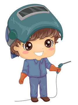 recommend clip art: Kid Boy Welder Illustration