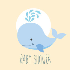 blue whale boy baby shower card © Gstudio