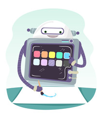 Robot Digital Color Paint Illustration
