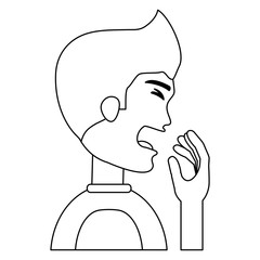 man coughing icon over white background, vector illustration