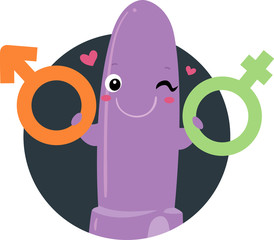 Mascot Sex Toy Man Woman Symbol Illustration