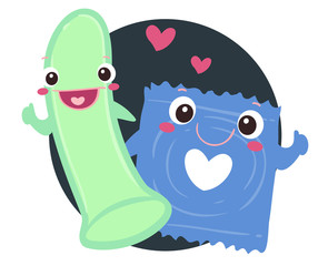 Mascots Condoms Illustration