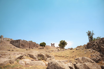 Ruins of the Temple of Athena at the ancient city of Assos. Behramkale, Canakkale,Turkey
