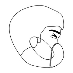 man with a surgical mask icon over white background, vector illustration