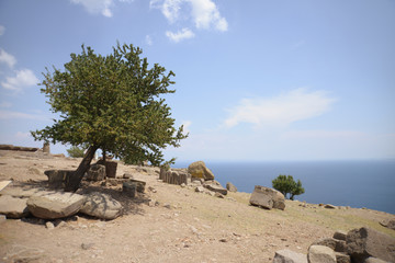 Ruins of the Temple of Athena at the ancient city of Assos. Behramkale, Canakkale,Turkey