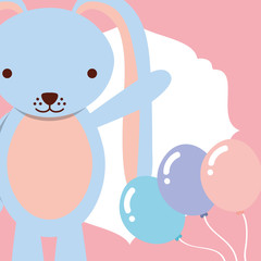 cute blue rabbit with balloons decoration