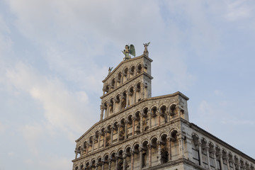 Fototapeta na wymiar Front view of the San Michele church in the Italian city Lucca