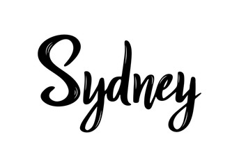 Fototapeta na wymiar Sydney handwritten calligraphy name of the city. Hand drawn brush calligraphy. City lettering design. Vector Template.