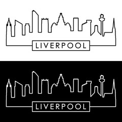 Liverpool skyline. Linear style. Editable vector file.