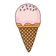 ice cream cone icon over white background, vector illustration