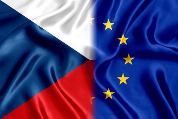 Flag of the Czech Republic and the European Union of Silk