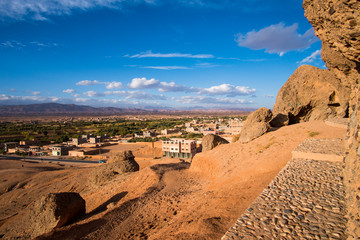 View of Kelaat Mgouna, Kalaat M'Gouna or El Kelaa M’Gouna village in the Valley of roses in Morocco, Africa