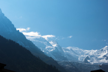 Berghänge des Mont Blanc, von Chamonix aus.