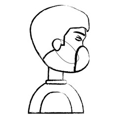 man with a surgical mask icon over white background, vector illustration