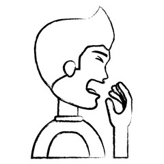 man coughing icon over white background, vector illustration