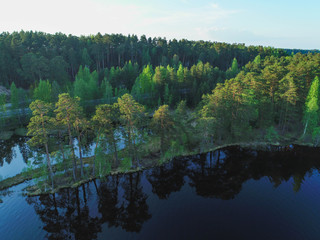 high view of the Gulf of Finland, forest and Islands at sunset 