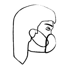 woman with a surgical mask icon over white background, vector illustration