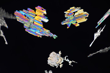 Colorful micro crystals in polarized light