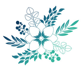 beautiful flower with leafs decorative vector illustration design