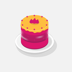 Sweet Cake isometric 3D icon. Vector illustration