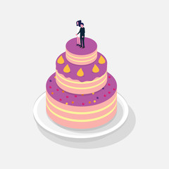 Sweet Cake isometric 3D icon. Vector illustration
