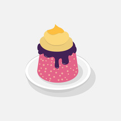 Sweet Cake isometric 3D icon. Vector illustration