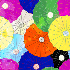 seamless cocktail umbrellas pattern,with unobtrusive grungy structure, vector 