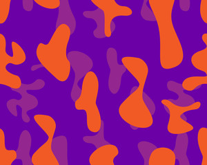 Abstract seamless colorful camouflage pattern on purple background