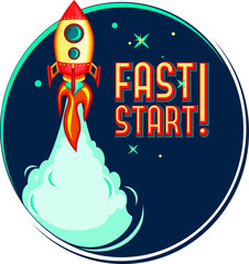 Cartoon rocket start up