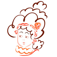 A young aristocrat with a lush solemn hairdo