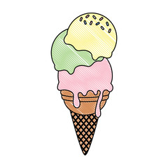 ice cream cone icon over white background, vector illustration