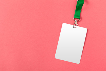 Blank  greeting card or tag  on pink  background