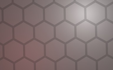 Honeycomb with color lighting, on a gray background. Isometric geometry. Perspective view on polygon look like honeycomb. 3D illustration