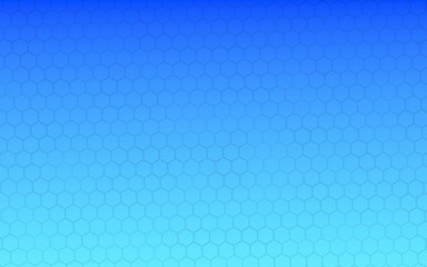 Translucent honeycomb on a gradient blue sky background. Perspective view on polygon look like honeycomb. Isometric geometry. 3D illustration