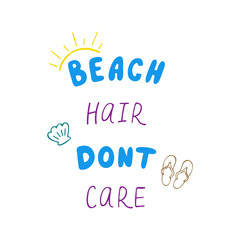 Beach hare don't care positive quote about summer.