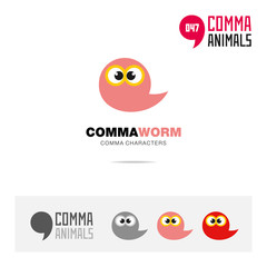 Worm animal concept icon set and modern brand identity logo template and app symbol based on comma sign