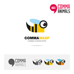 Wasp animal concept icon set and modern brand identity logo template and app symbol based on comma sign