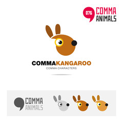 Kangaroo animal concept icon set and modern brand identity logo template and app symbol based on comma sign