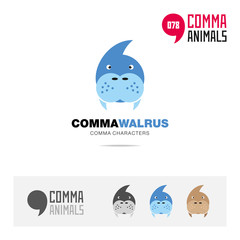 Obraz premium Walrus animal concept icon set and modern brand identity logo template and app symbol based on comma sign