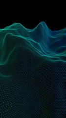 Abstract landscape background. Cyberspace grid. Hi-tech network. Vertical image orientation. 3D illustration