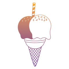 ice cream cone with wafer roll over white background, colorful design. vector illustration