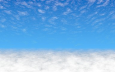 Blue sky background with white clouds. Cumulus white clouds in the clear blue sky in the morning. 3D illustration