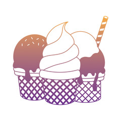 sweet ice creams over white background, colorful design. vector illustration