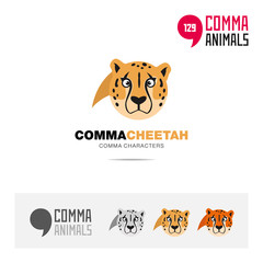 Cheetah animal concept icon set and modern brand identity logo template and app symbol based on comma sign