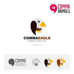 Eagle brid concept icon set and modern brand identity logo template and app symbol based on comma sign