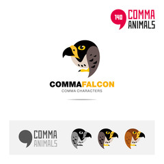 Falcon bird concept icon set and modern brand identity logo template and app symbol based on comma sign