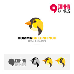 Naklejka premium Greenfinch bird concept icon set and modern brand identity logo template and app symbol based on comma sign